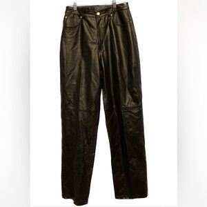 Vintage Straight Leg High Waist Leather Pants